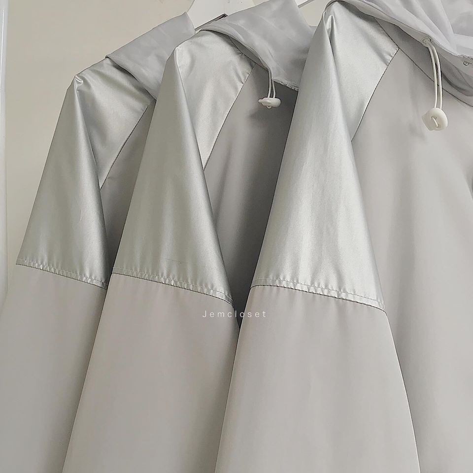 Áo Khoác Dù Nữ Tráng Bạc JEM CLOSET Áo Khoác Form Rộng Dài Tay Mũ Rộng Chất Siêu Nhẹ Unisex 4 Màu Đen Hồng Tím Xám 1564