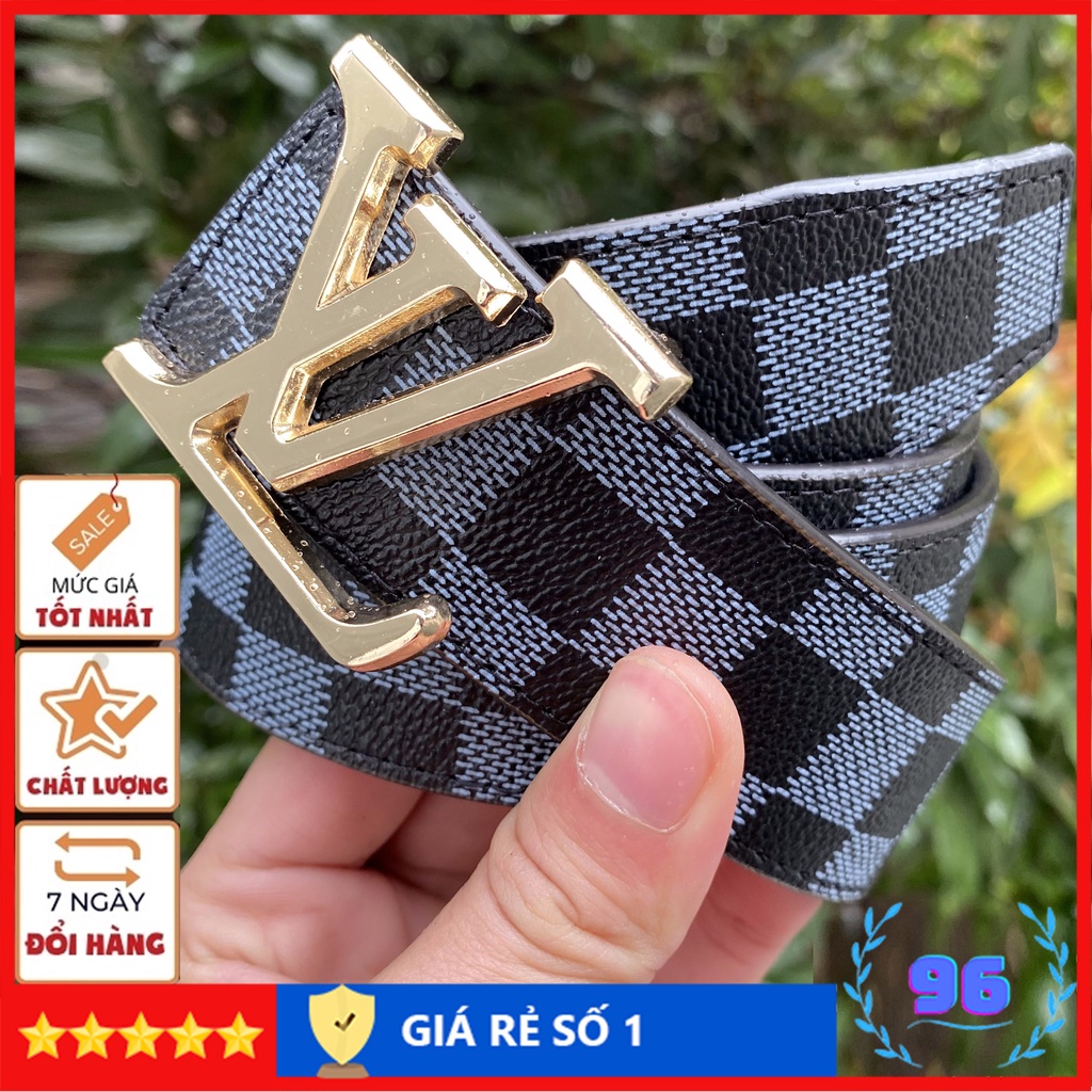 Thắt lưng LV nam cao cấp, thắt lưng nam LV thời trang mặt kim loại nguyên khối mẫu trơn trẻ trung TLLV003S