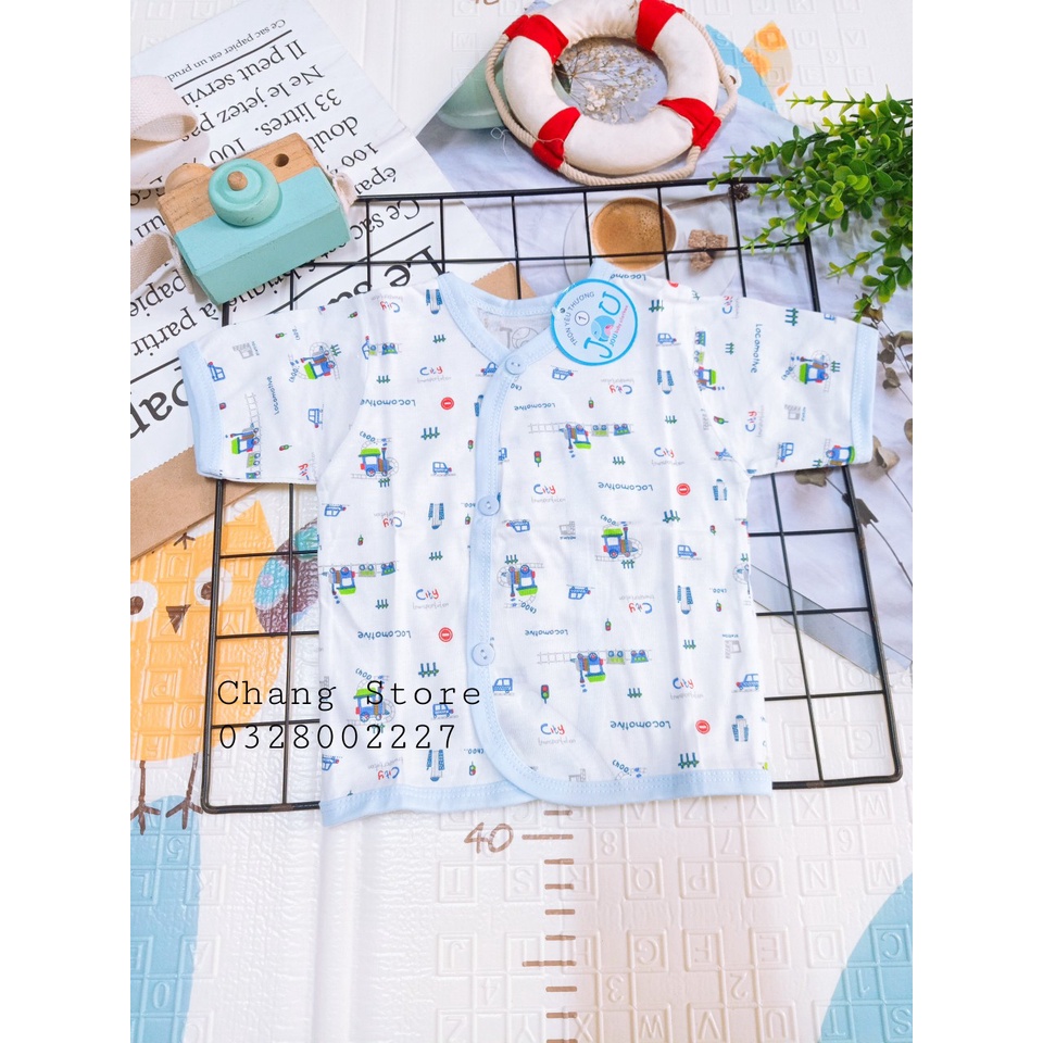 Áo Tay Ngắn In Họa Tiết Jou Baby, 100% Vải Cotton Cao Cấp, Vải Mềm cho bé Từ 3-8kg