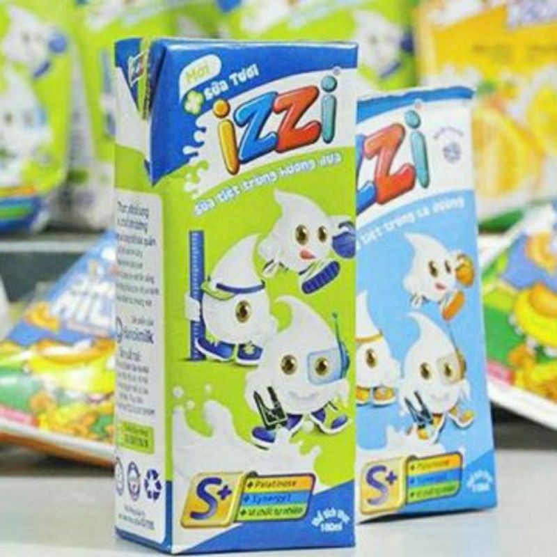 vỉ 4 hộp sữa tươi  tiệt trùng hương dưa izzi 110 ml