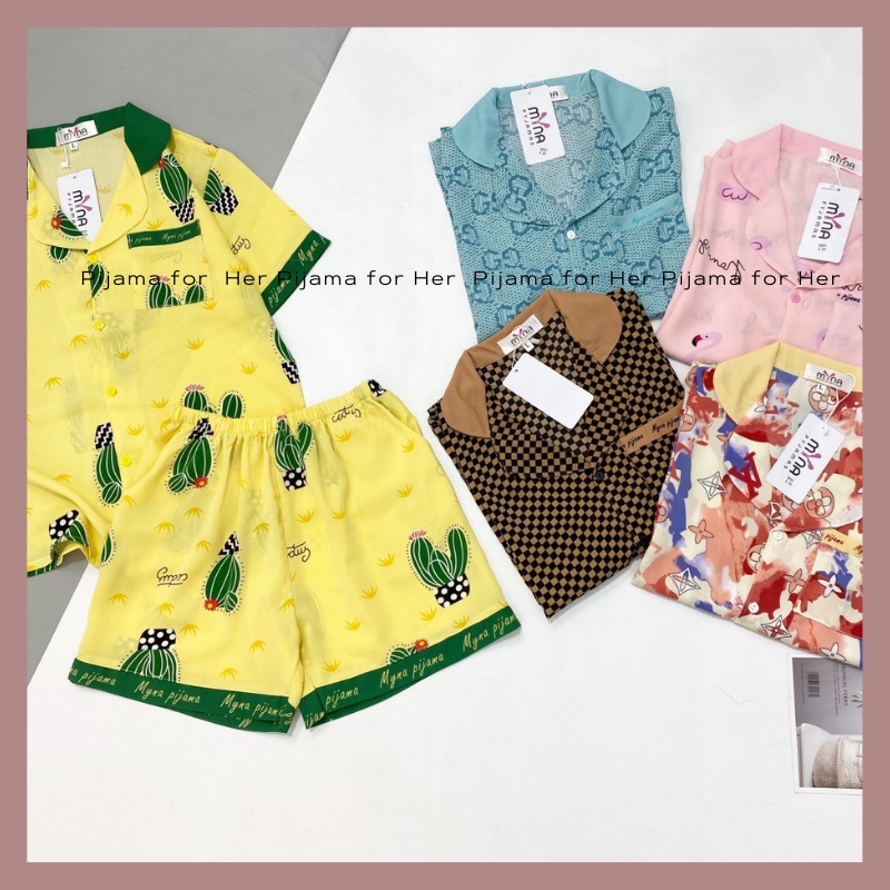 Bộ Ngủ Lụa Pijama Đùi Pizama Lụa Mango Siêu Xinh, Mềm Mịn
