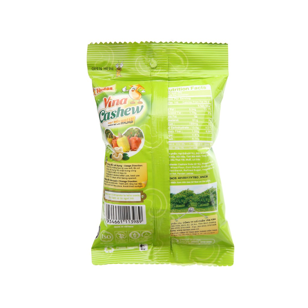 Hạt điều wasabi VinaCashew Tân Tân gói 40g