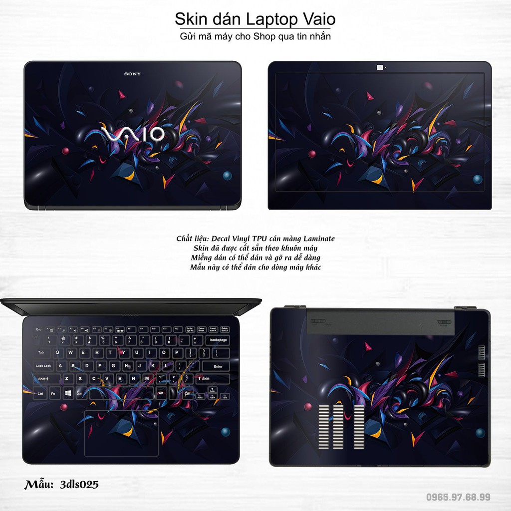 Skin dán Laptop Sony Vaio in hình 3D Image (inbox mã máy cho Shop)