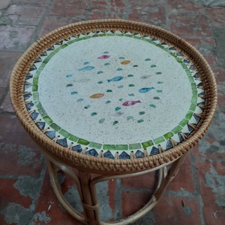 bàn trà mây tre đan