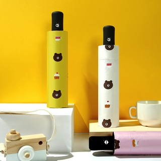 Ô Dù Che Nắng Cầm Tay Gấp Gọn Hình Gấu Brown Vải 3 Lớp Chống Tia UV