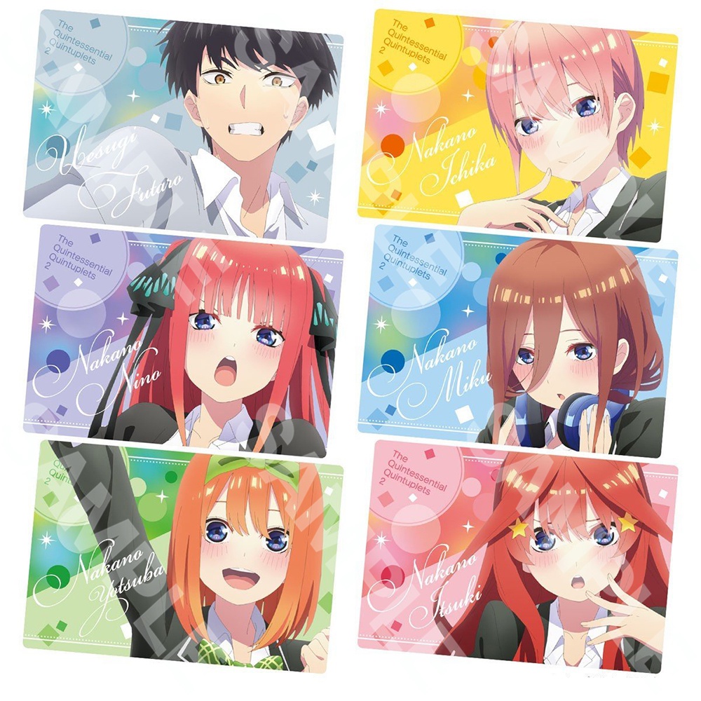 Ảnh card bo góc in hình Gotoubun No Hanayome ver ĐỒNG PHỤC HỌC SINH anime Nhà Có 5 Nàng Dâu thẻ bo viền 5*8cm