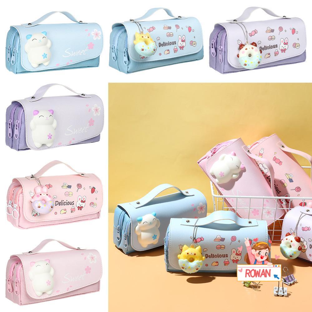 Túi Đựng Bút Họa Tiết Mèo ROWANS Đáng Yêu Cho Nữ