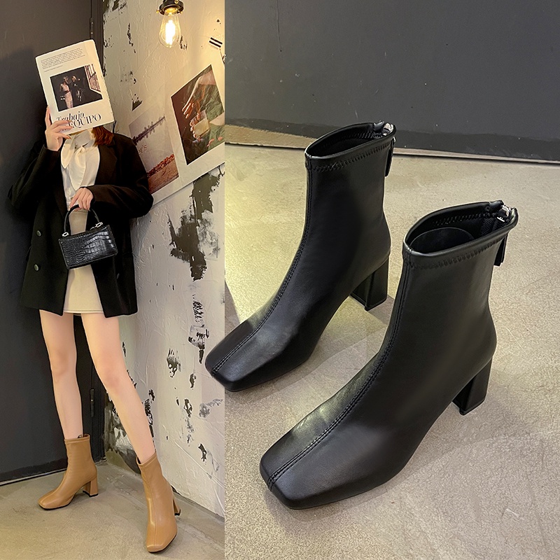 Boot nữ big size 35 - 43 cao gót mũi vuông