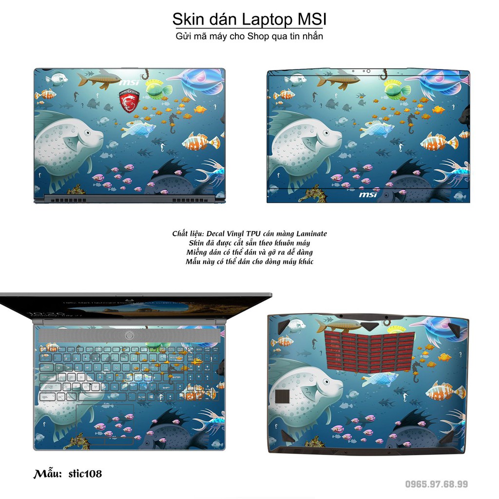 Skin dán Laptop MSI in hình Hoa văn sticker _nhiều mẫu 18 (inbox mã máy cho Shop)