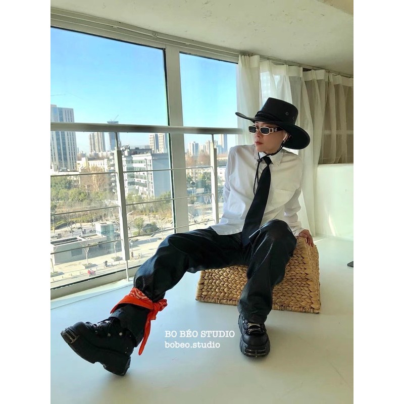 GIÀY L1129 BLACK GOTHIC ROCKY OXFORD SHOES - GIÀY ĐẾ ĐINH SẮT CAO 6CM ĐENN