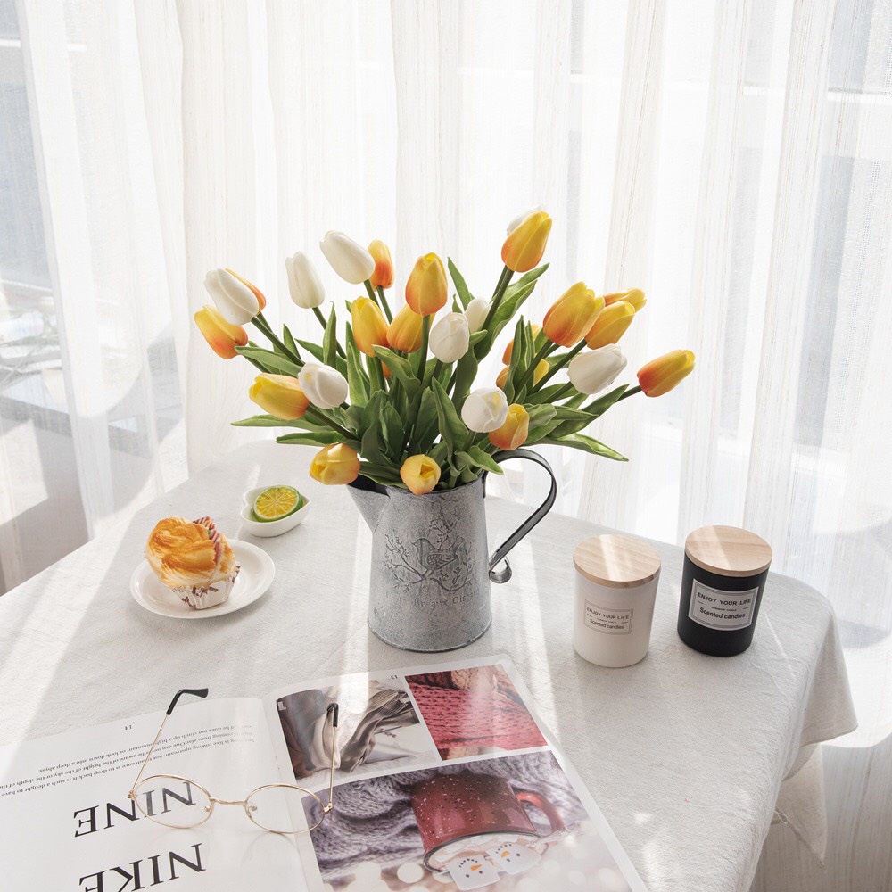 Hoa Giả Hoa Tulip Caosu Hoa Đẹp Trang Trí Nhà Cửa MinHome Hoa Giá Rẻ