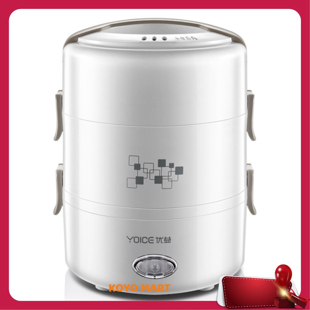 Hộp cơm cắm điện 3 tầng Yoice Y-DFH3, 2.0 lít,  inox 304, nấu chín cơm, hâm nóng, giữ nhiệt, hộp cơm văn phòng, cặp lồng