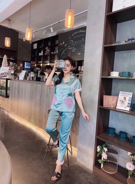 Bộ Pizama mặc ngủ mặc nhà hình trái dâu zami- Y99