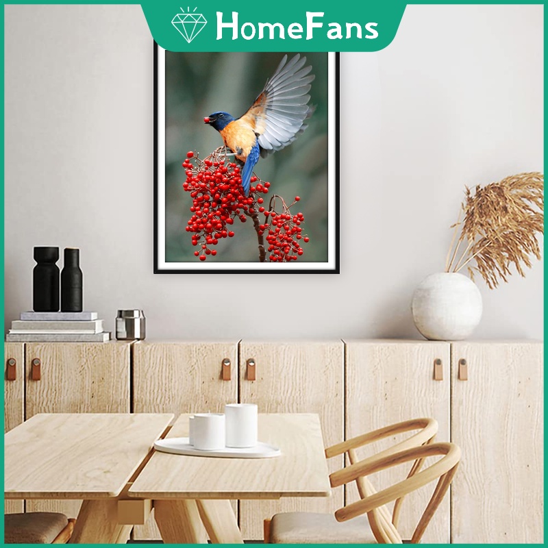 Tranh Đính Đá 5D Tự Làm Hình Chim 40x50cm Trang Trí Nhà Cửa