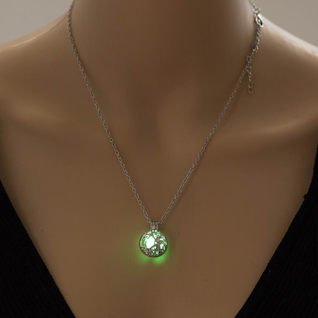 Vòng cổ mặt đá xanh dương phát sáng thời trang