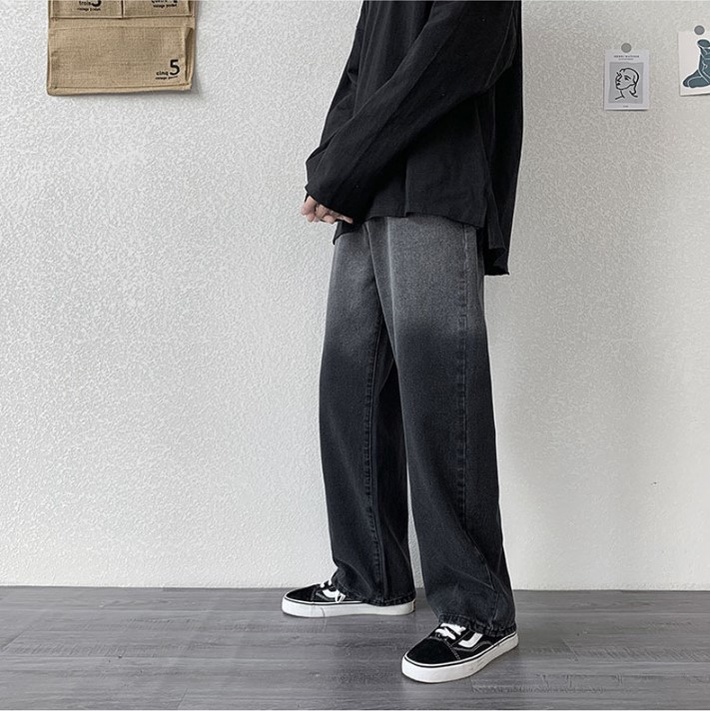 Quần jean ống rộng nam nữ unisex màu đen wash xám đẹp mới hà nội hcm 181 Pon.mens