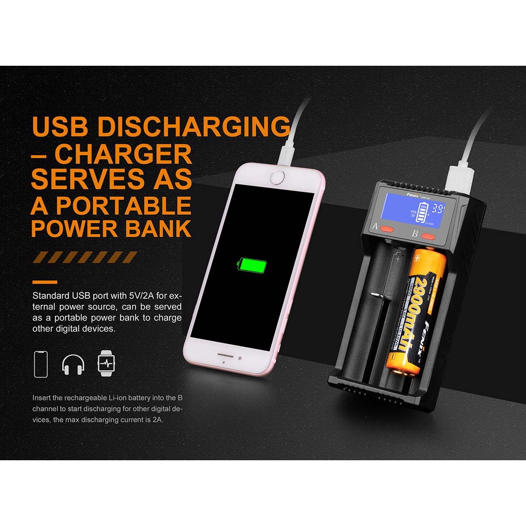 Sạc pin đôi đa năng cao cấp Fenix ARE-D2