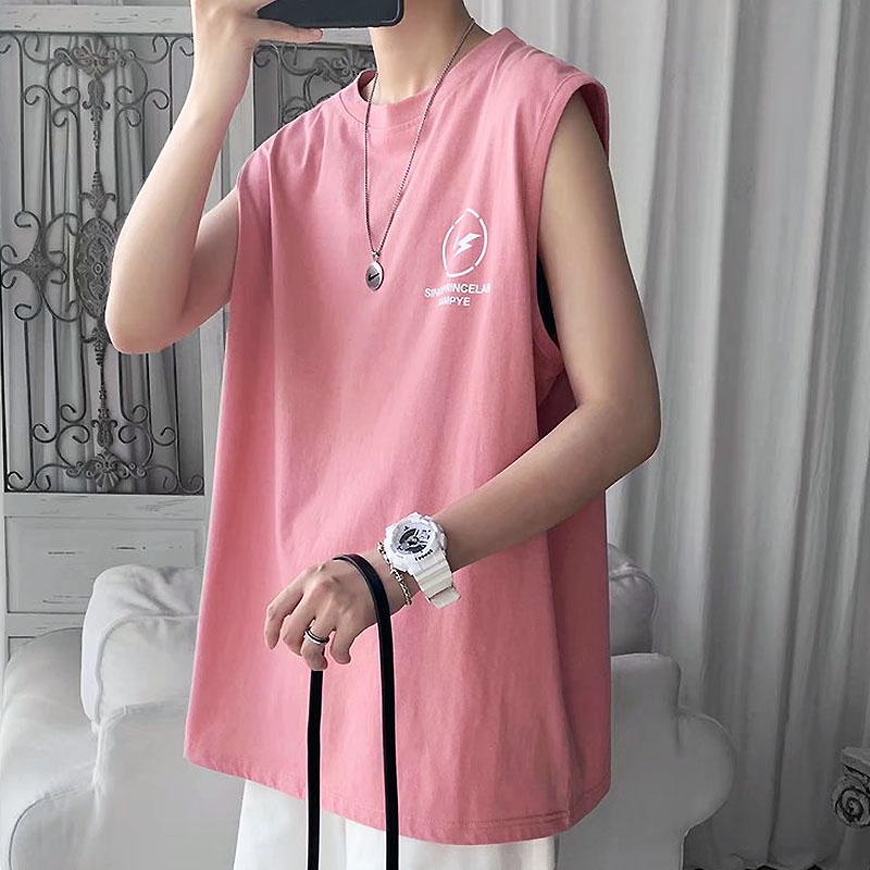 Áo Thun Không Tay In Chữ Phong Cách Hàn Quốc Dành Cho Nam