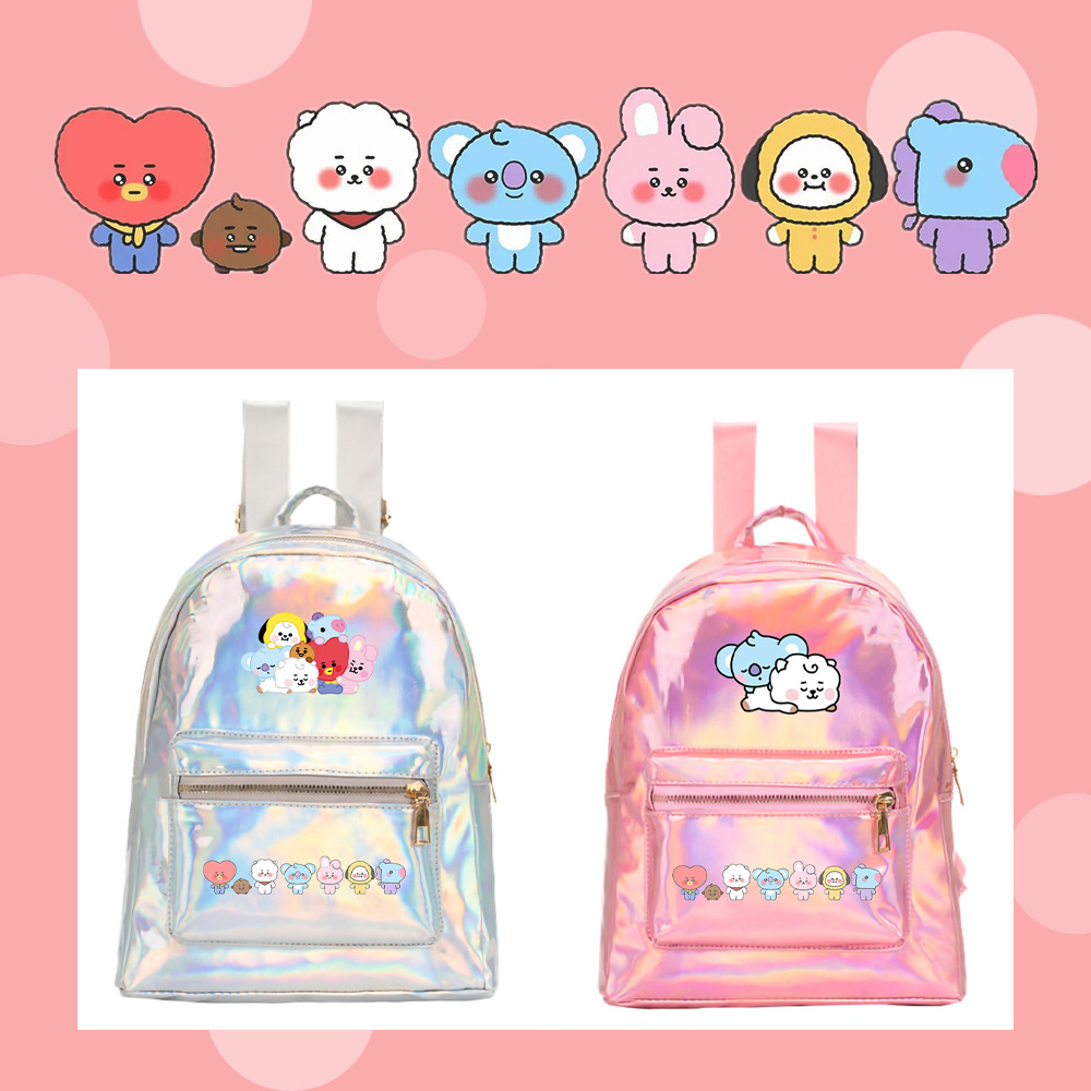 Balo da Pu thời trang họa tiết kpop bts bt21