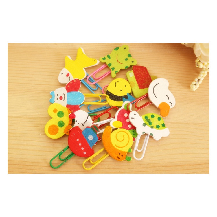 Kẹp gỗ đánh dấu trang sách hình động vật đáng yêu tiện dụng