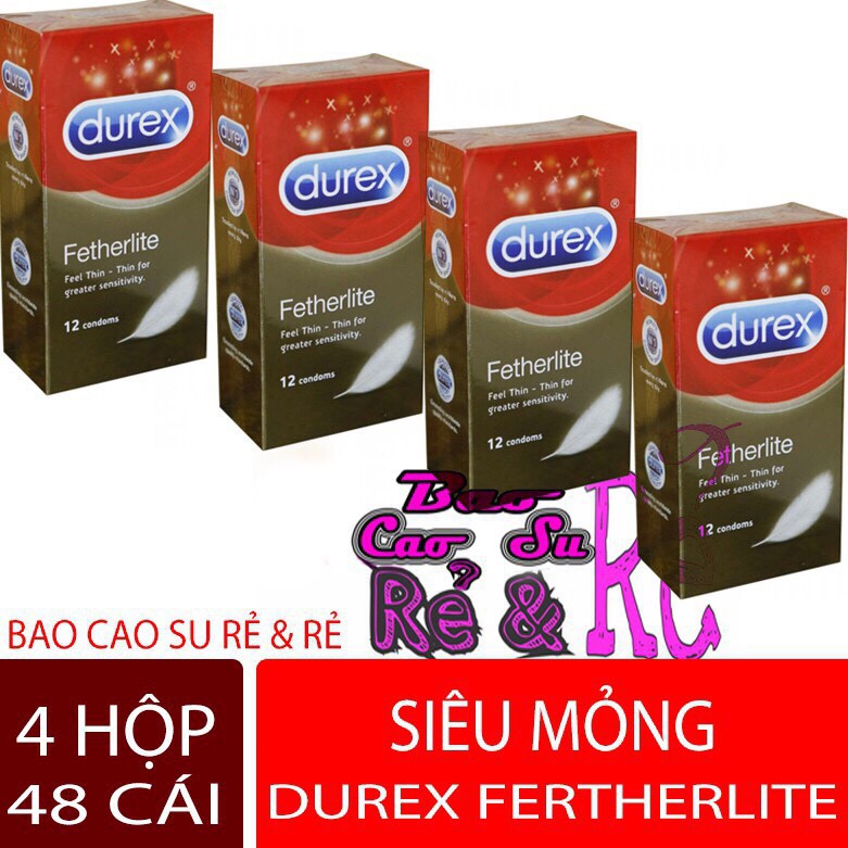 Combo 4 Hộp 48 Cái Bao Cao Su SIÊU MỎNG Durex Fetherlite