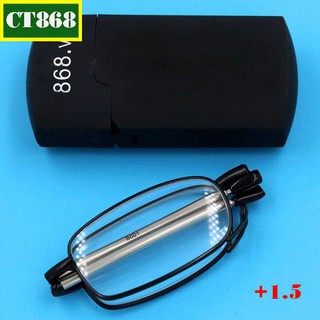 Kính gập 868 màu đen tròng lão 1.5 độ, kính lạo gọng xếp