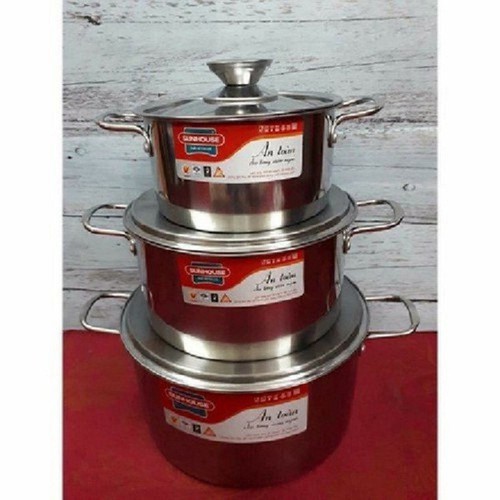 Bộ nồi inox 1 đáy SUNHOUSE SH114 - Hàng Chính Hãng