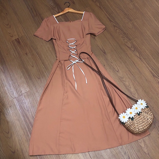 [ẢNH THẬT CUỐI] Đầm Maxi Nâu Đan Dây Eo Dáng Dài - DM883 | BigBuy360 - bigbuy360.vn
