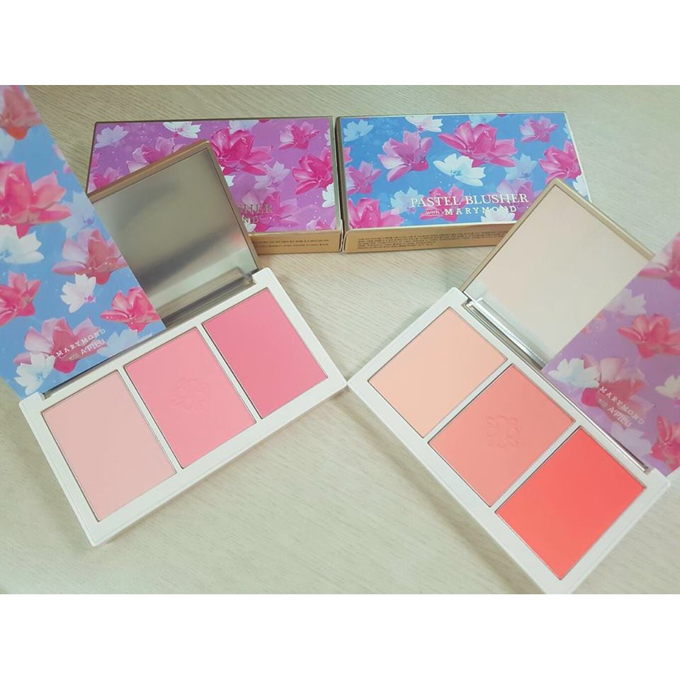 PHẤN MÁ 3 MÀU – A’PIEU – PASTEL BLUSHER WITH MARYMOND (13,5g) phiên bản #GIỚI_HẠN #Marymond