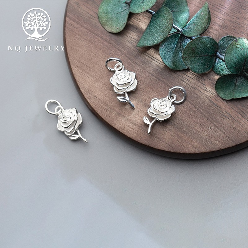 Mặt dây chuyền bạc mặt hoa hồng - NQ Jewelry