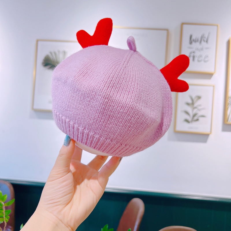 Mũ Beret Dệt Kim Phong Cách Thu Đông Mới Cho Bé Gái