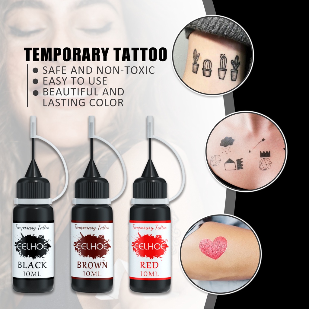 Eelhoe hình xăm chất lỏng 10ml màu nước trái cây hình xăm Kem cánh tay không thấm nước lâu dài không thấm nước mô phỏng hình xăm chất lỏng-ampere
