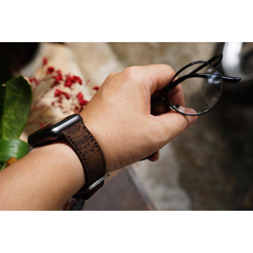 Dây Đồng Hồ Da Bò Thật Bền Đẹp Họa Tiết Trống Đồng Nâu Đất - Ram Traditional Dark Brown