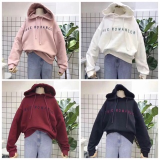 áo hoodie nữ vải nỉ lót bông dày dặn thêu Romance