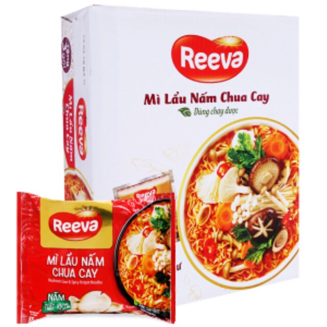 Mì lẩu nấm chua cay Reeva thùng 30 gói