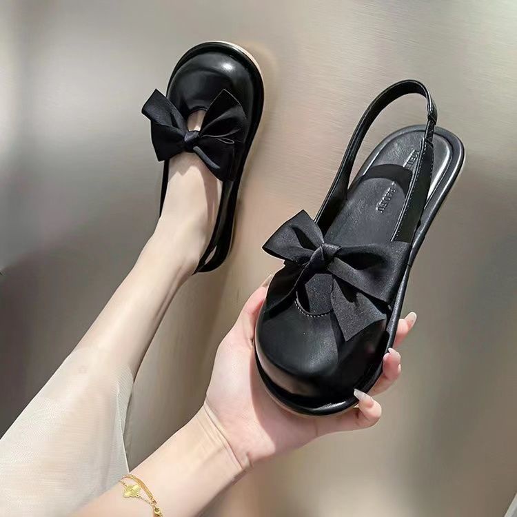 2023 Cho Nữ Mary Jane Sandal Đế Bằng Trọng Lượng Nhẹ Thoải Mái Đính Nơ Phong