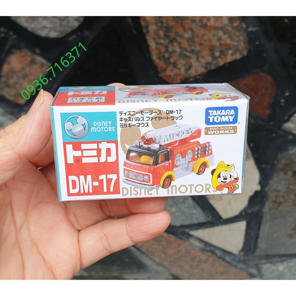 Mô hình xe cứu hỏa thang hoạt hình chuột Mickey tomica Nhật Bản (Có Hộp)