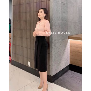 A66 - Áo sơ mi dáng basic cổ đức tay bồng