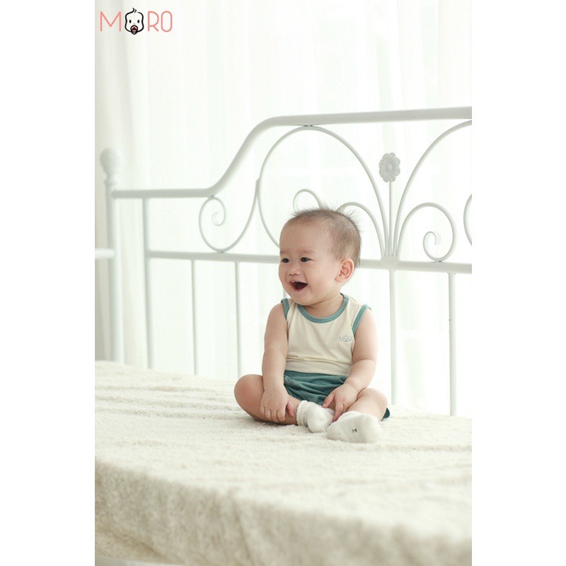 Bộ sát nách - quần đùi sợi tre trơn cho bé MORO