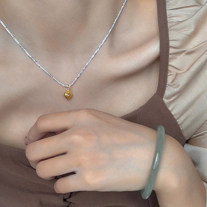 Vòng cổ Mặt Hình Trái Tim Màu Vàng / Bạc Đơn Giản Cho Nữ