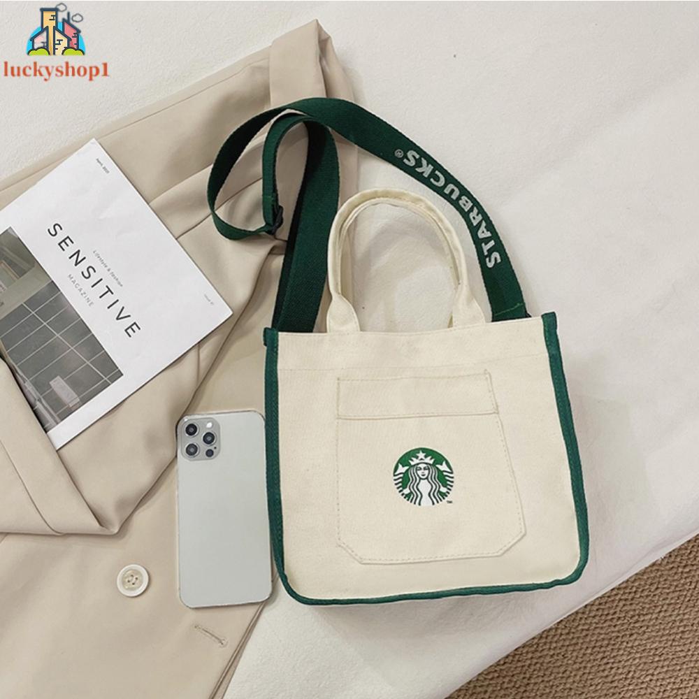 Túi Vải Canvas Starbucks Đựng Hộp Cơm Trưa Tiện Dụng