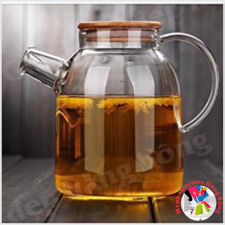 Ấm trà thủy tinh nắp tre 1600ml
