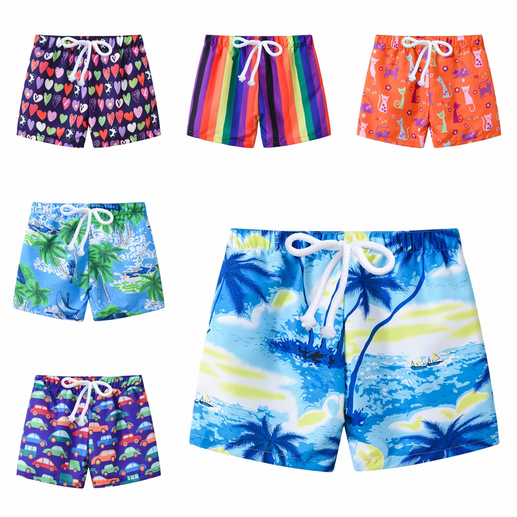Quần Short Đi Biển In Họa Tiết Phong Cách Hawaii Dành Cho Các Bé