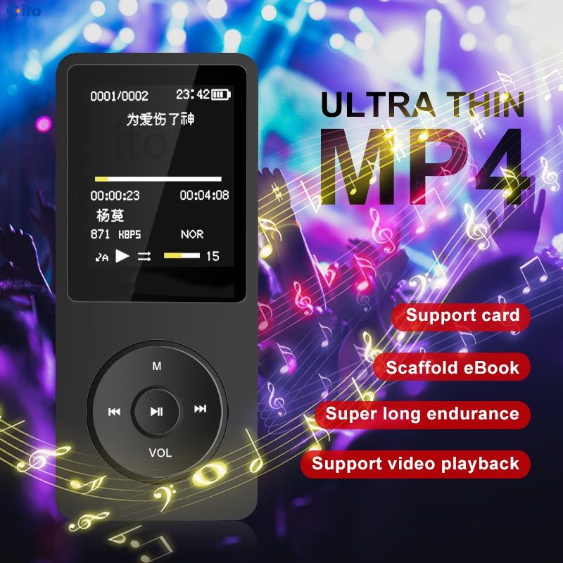 1.8 ''LCD Màn Hình Siêu dài Thời Gian Phát Lại MP4 Âm Nhạc Máy Nghe Nhạc FM Radio Video Hỗ Trợ 128GB Thẻ TF với Mic