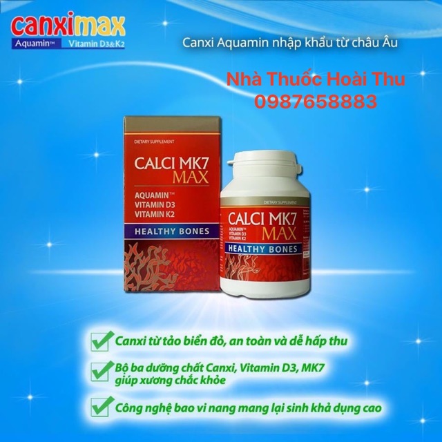 CALCI MK7 MAX - Canxi tảo đỏ tự nhiên cho bà bầu,tăng chiều cao, chống loãng xương