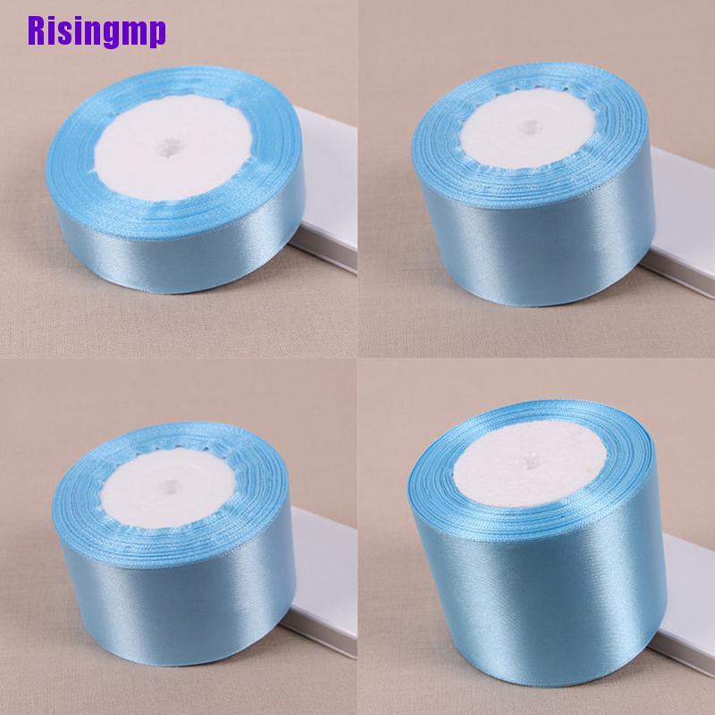 [Risingmp] Sky Blue 25 Yards Silk Satin Ribbon Wedding Party Decoration Gift Wrapping Christmas New Year Apparel Sewing Fabric Diy