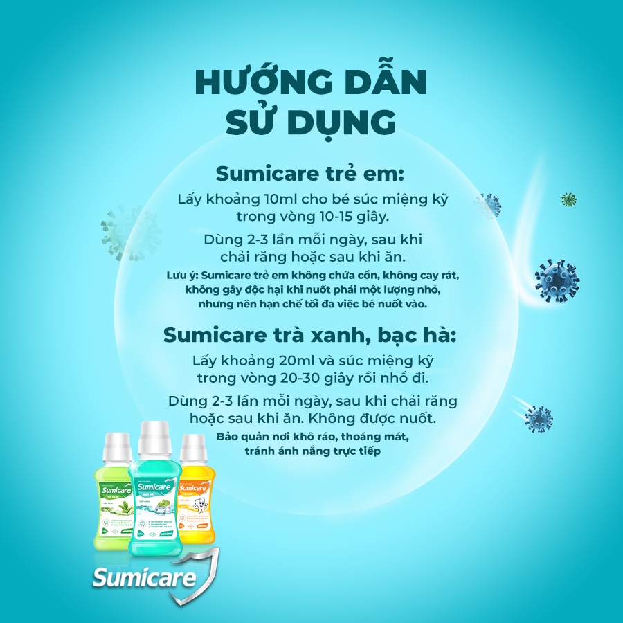 Nước Súc Miệng Sumicare TÍN PHONG Giúp Diệt Khuẩn, Giảm Hôi Miệng, Đem Lại Hơi Thở Thơm Mát, Dành Cho Cả Gia Đình 500ml