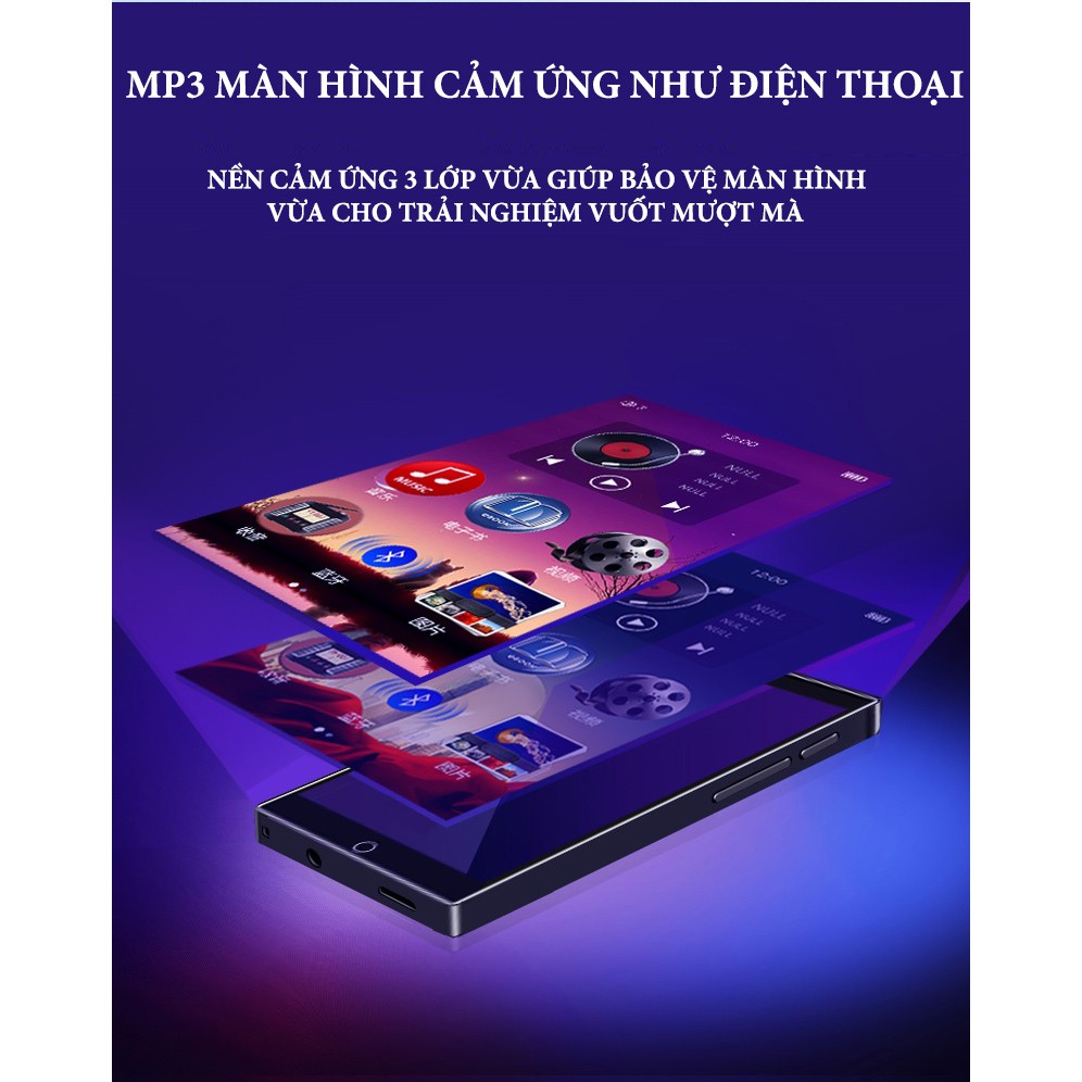 Máy nghe nhạc Mp3 Mp4 Ruizu H1 8GB Màn Hình full Cảm ứng Bluetooth 5.0 Kỹ Thuật Số