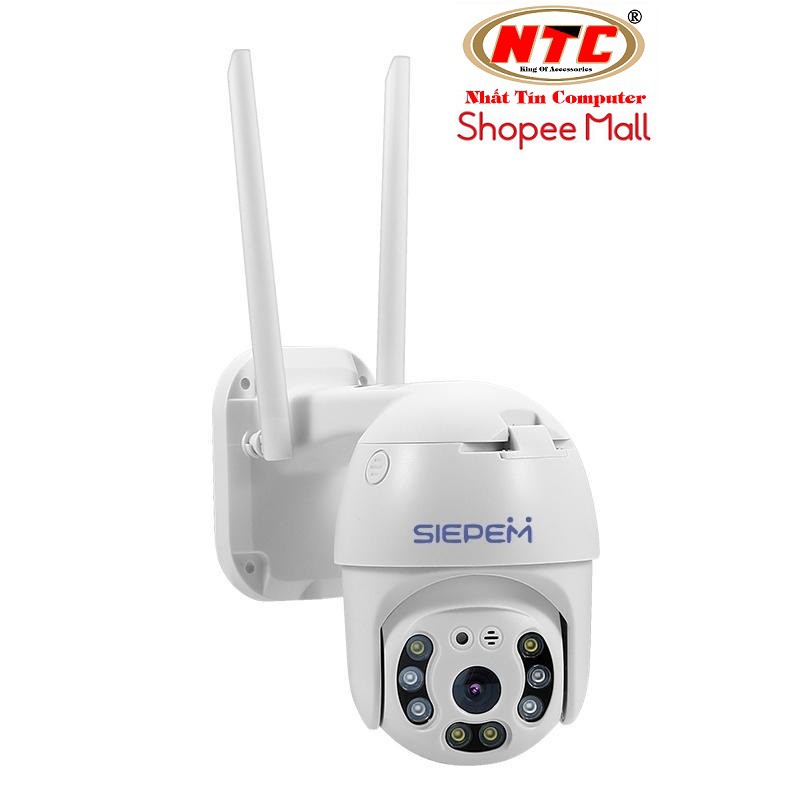 Camera IP Wifi Ngoài trời Siepem S6820 Plus PTZ 2 Râu FullHD 1080P 4 LED trợ sáng, 4 LED hồng ngoại, xoay 365 độ (Trắng)