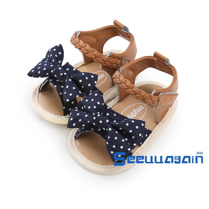 Sandal quai ngang đính nơ dễ thương cho bé gái